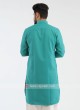 Rama Green And White Pathani suit